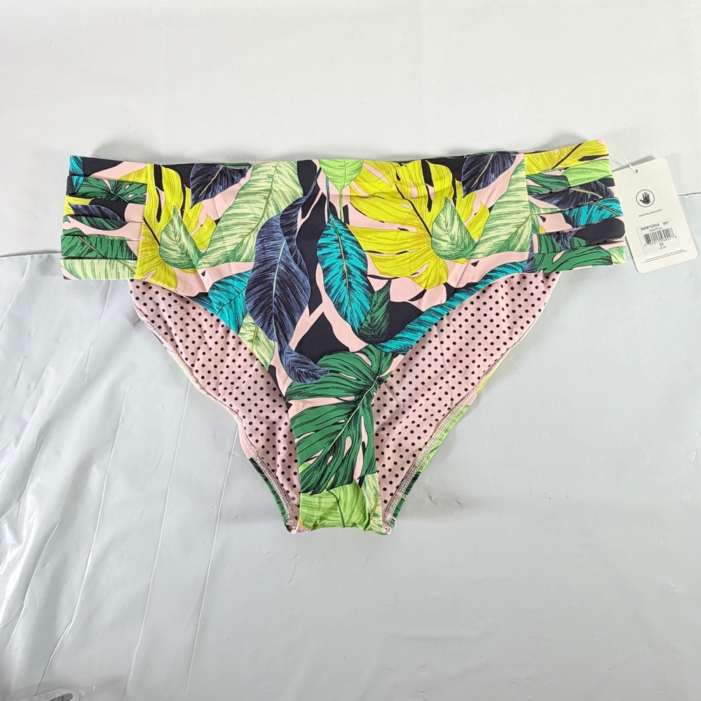 Body Glove Women's 2X Swim Bikini Bottoms Nightfall Manoa Falls Leaf Print NWT